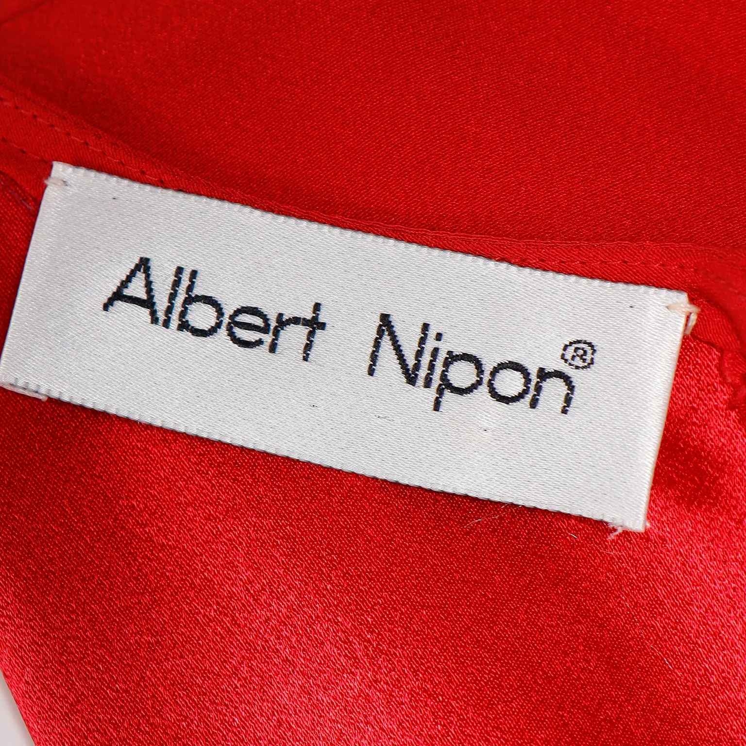 1990s Albert Nipon Red Matte & Satin Crepe Dress W Back Slit