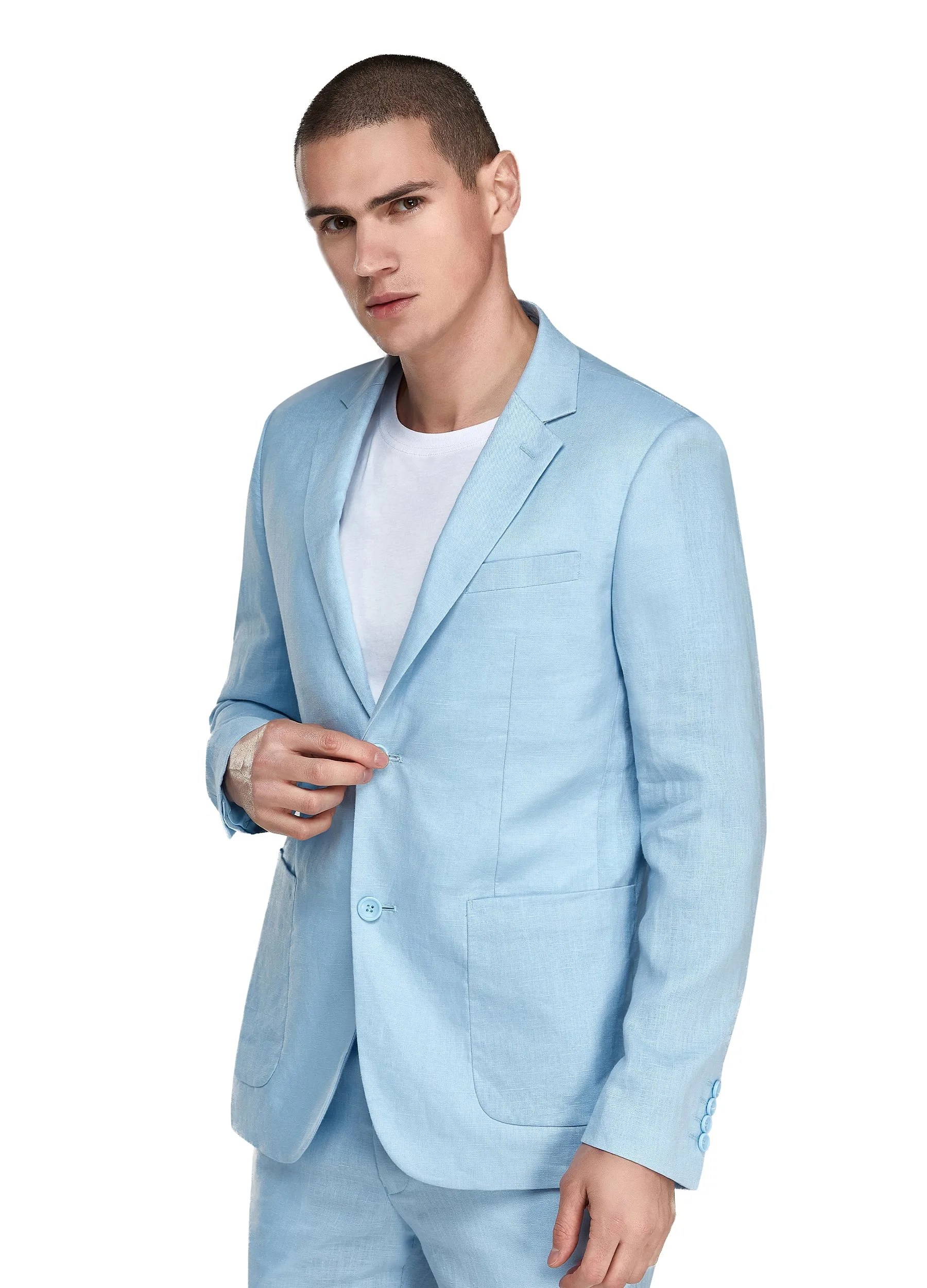 1PA1 Men's 100% Linen Slim Fit Suit Jacket