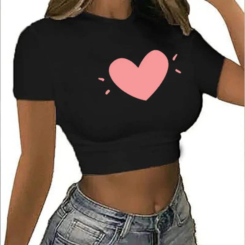 2000s Heart Graphic Custom Crop Top Fairy Grunge Crop Top