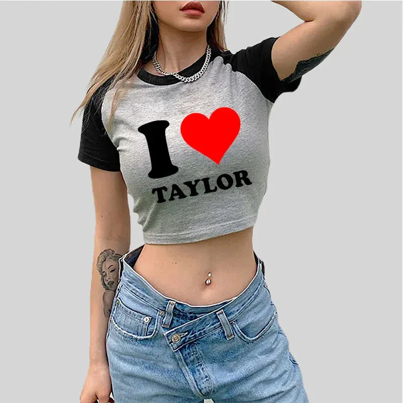 2000s Y2k 1989 Crop Top I Love Taylor Fairy Grunge Crop Top