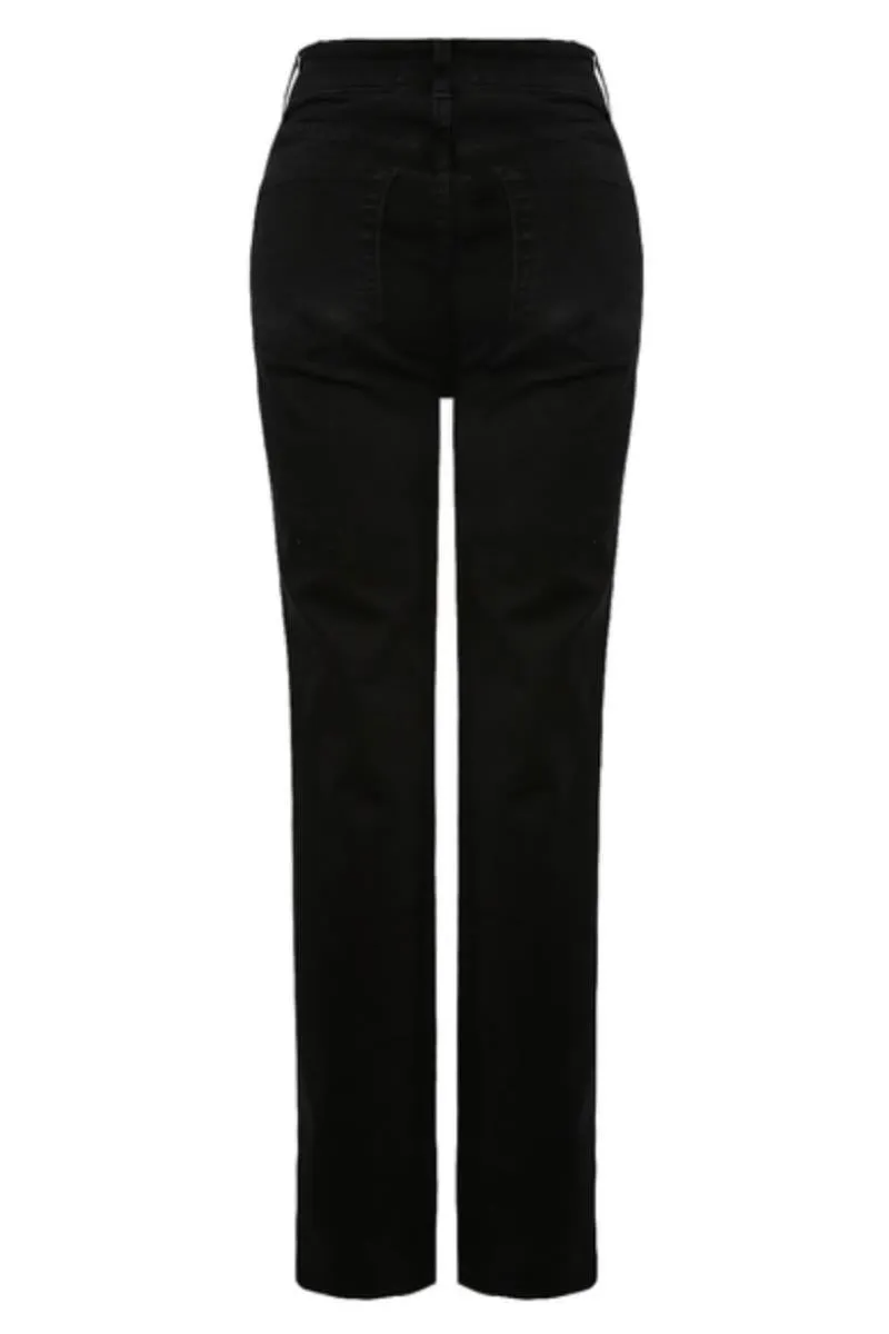 Adlee - Black Ripped Knee Mom Jeans