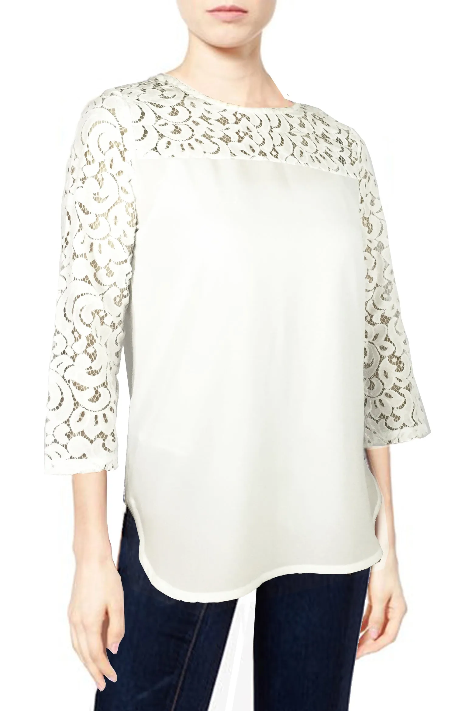 ASHORE WOMENS ELEGANT SHOULDER COTTON LACE BLOUSE