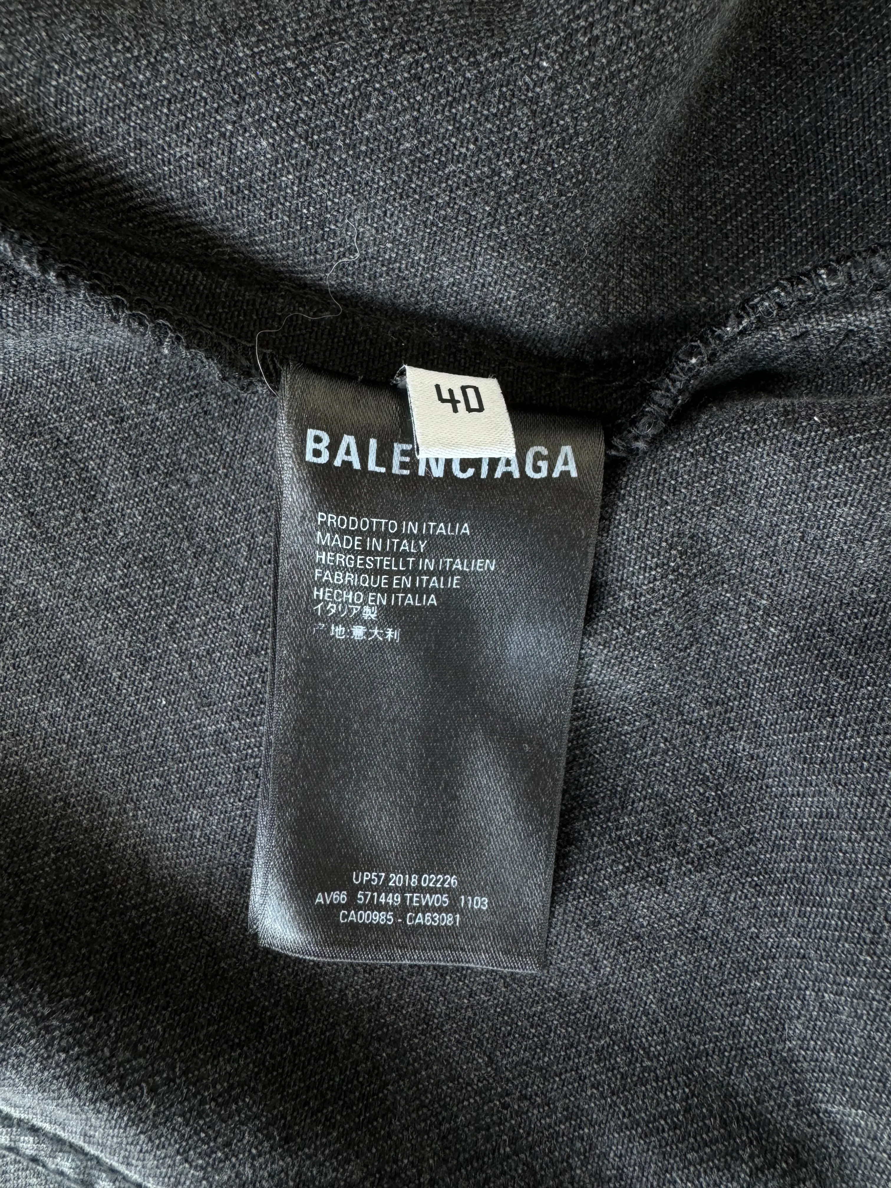 Balenciaga Grey Rhinestone Logo Denim Jacket