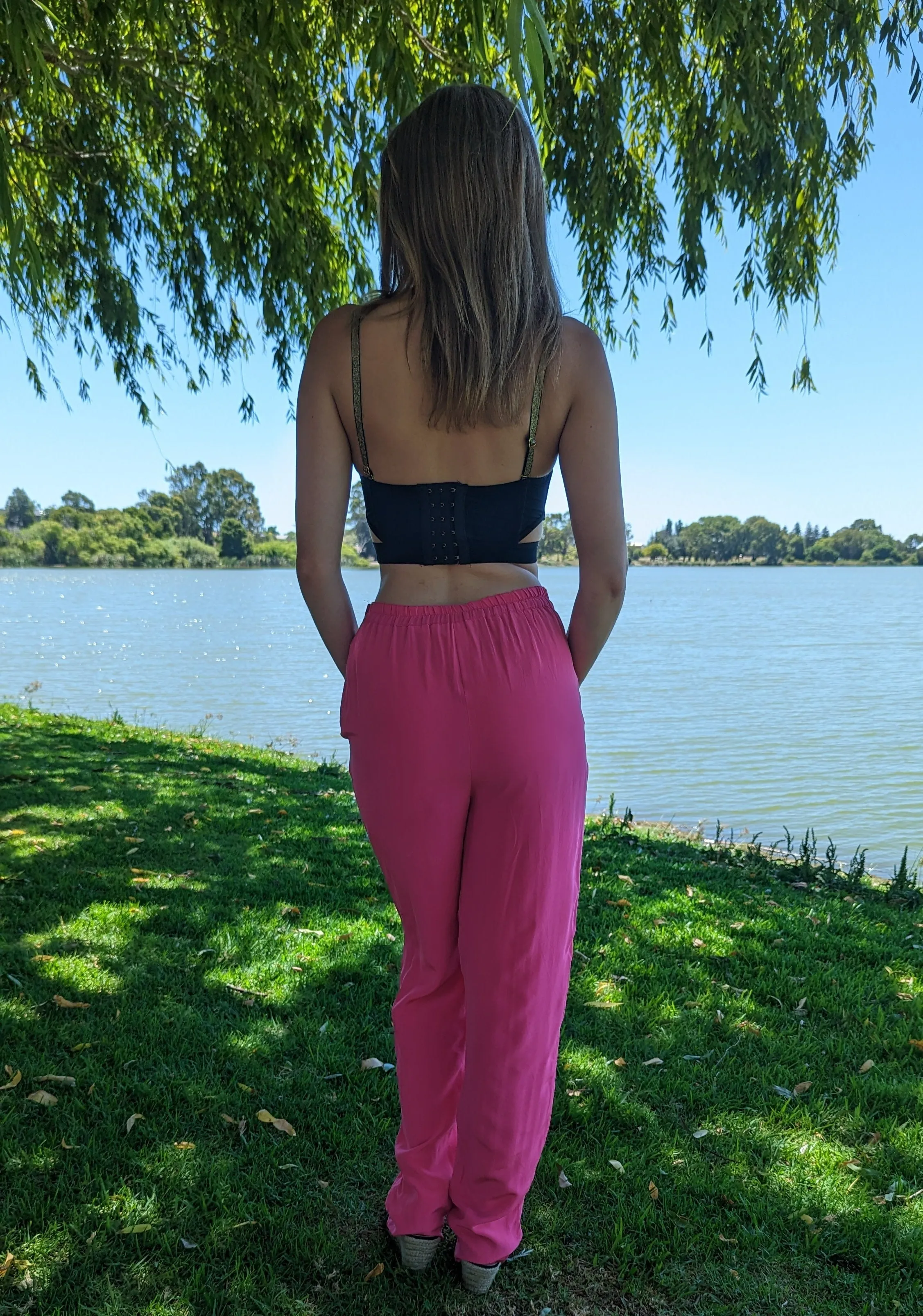 Bellino London Paris Rome Vintage Pink Silk Pants