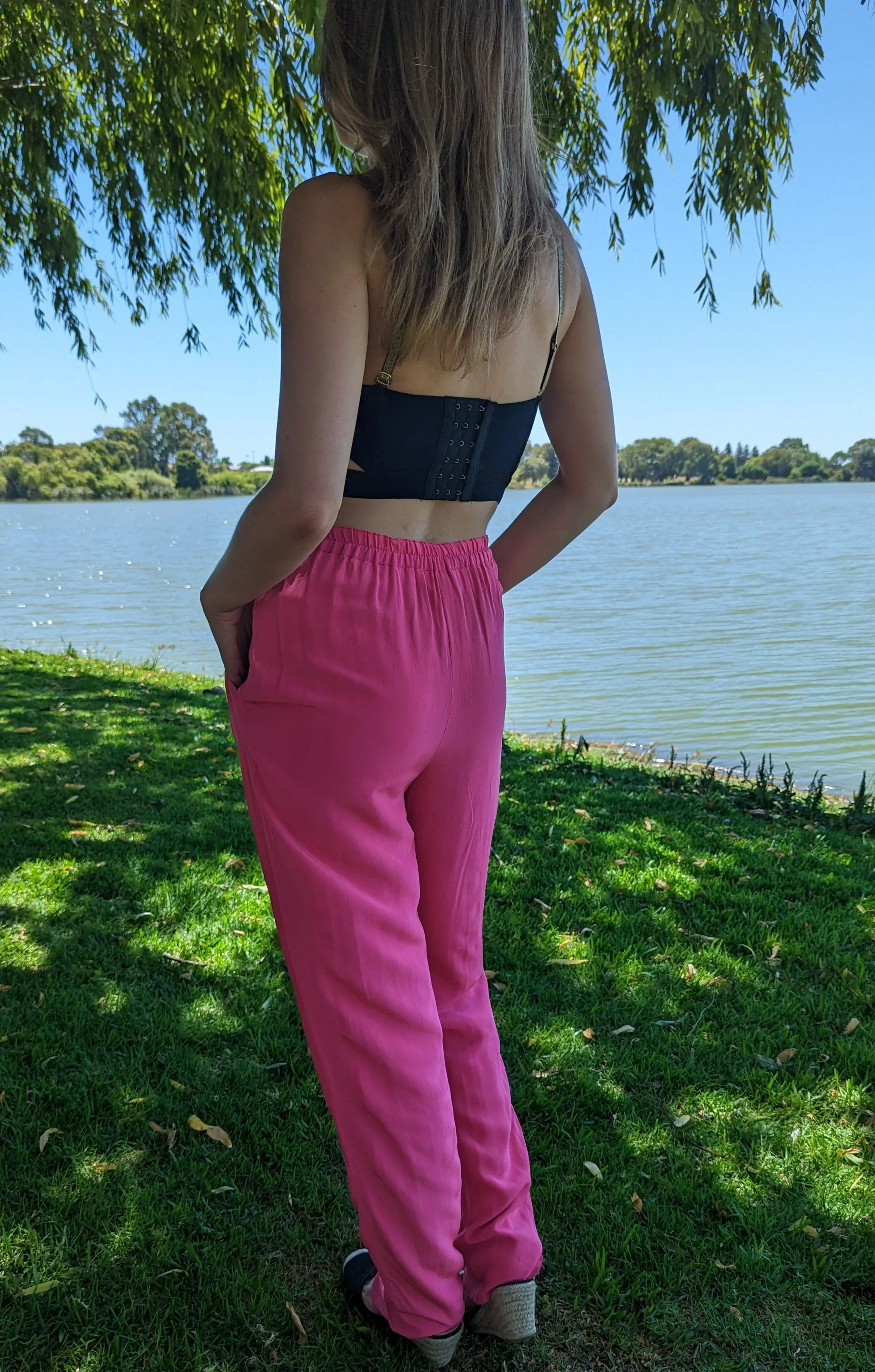 Bellino London Paris Rome Vintage Pink Silk Pants