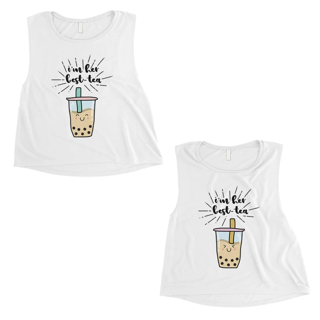 Boba Milk Best-Tea Cute Best Friend Matching Crop Tops For Womens