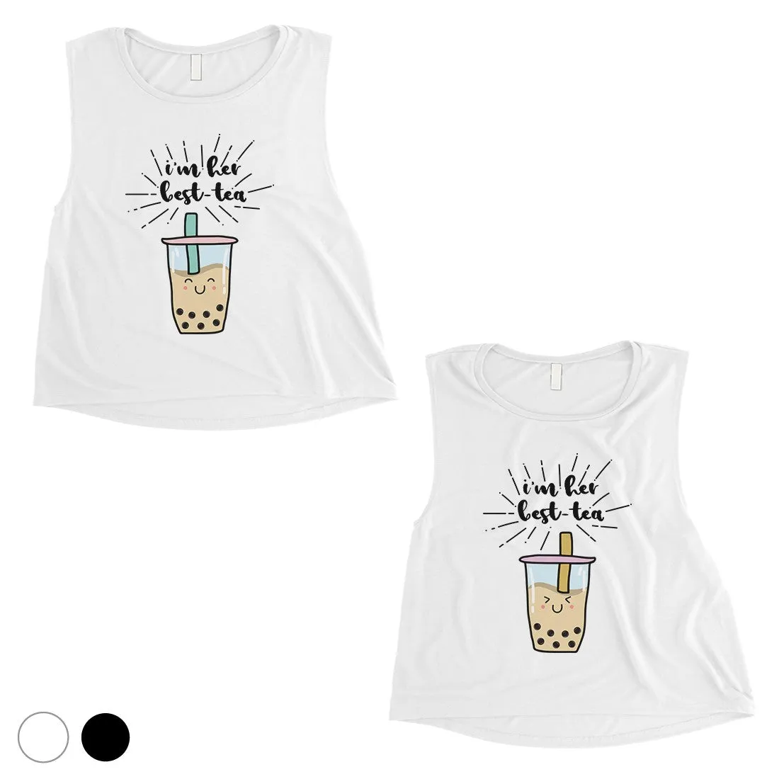 Boba Milk Best-Tea Cute Best Friend Matching Crop Tops For Womens