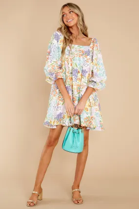 Botanical Beauty White Multi Floral Print Dress