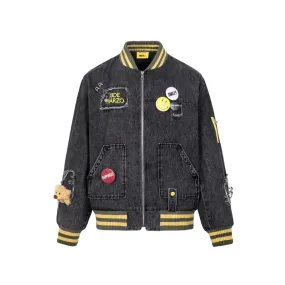 Broken Pin Denim Jacket in Black