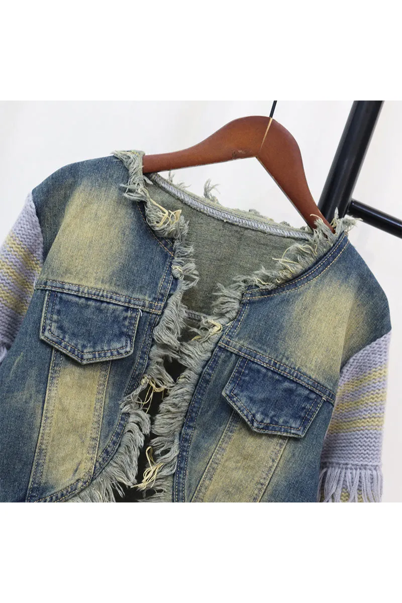 CG0428 Sweater Denim Jacket