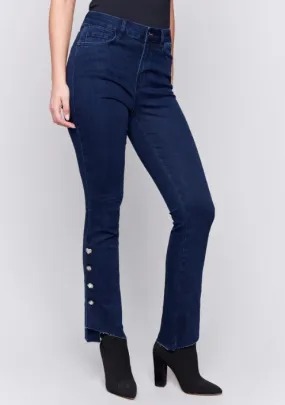 Charlie B Bootcut Jeans with Gem Buttons - Blue Black