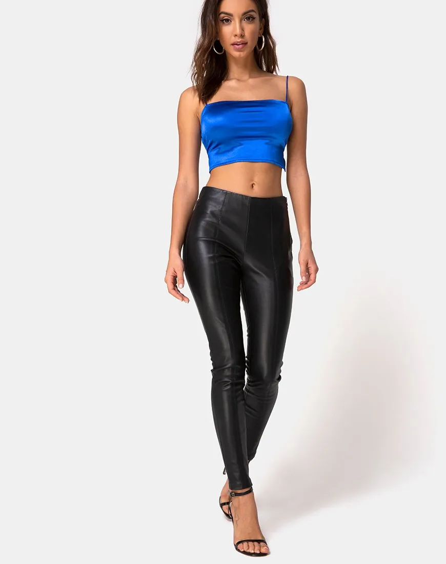 Cinia Crop Top in Satin Saphire Spandex