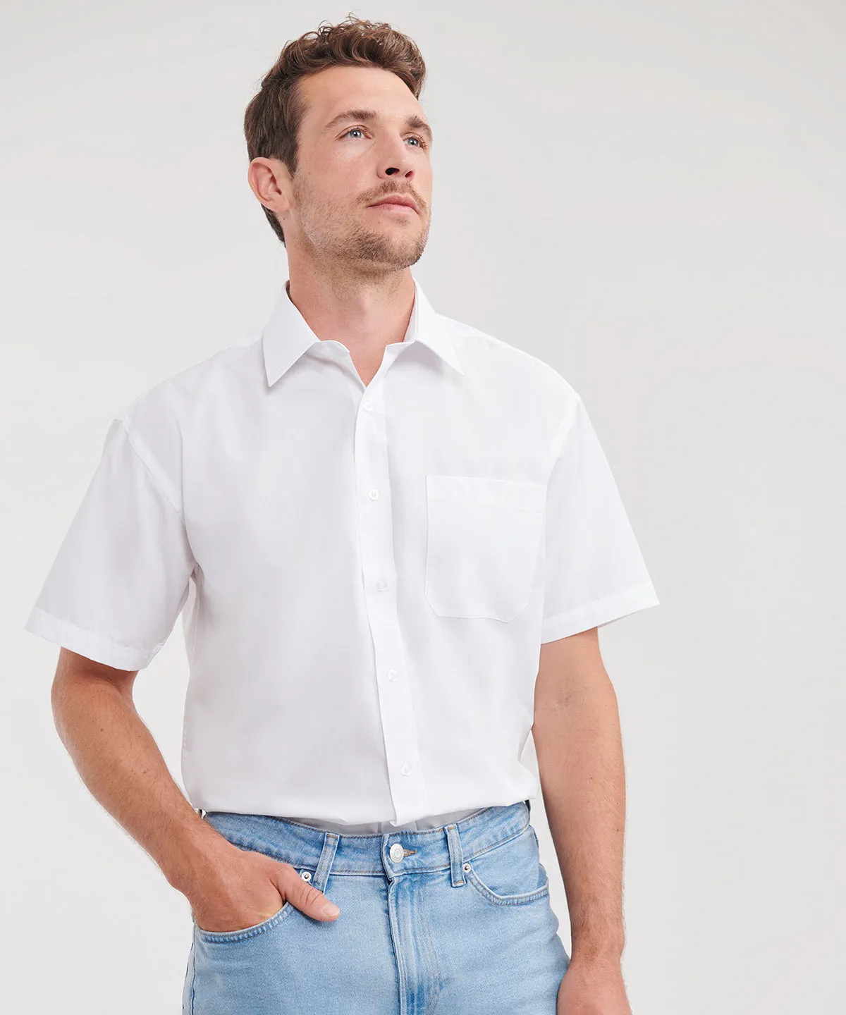 Convoy Grey - Short sleeve polycotton easycare poplin shirt