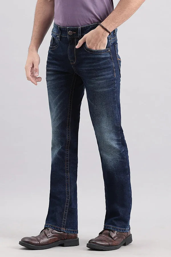 Dk Blue 5 Pocket Slim Fit Low Rise Boot Leg Jeans