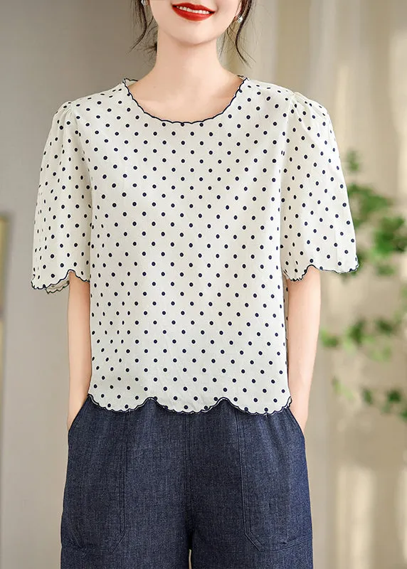 Elegant Black O-Neck Print Shirts Summer AP034