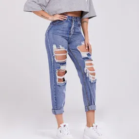 EMIKO: Ripped Denim Boyfriend Jeans