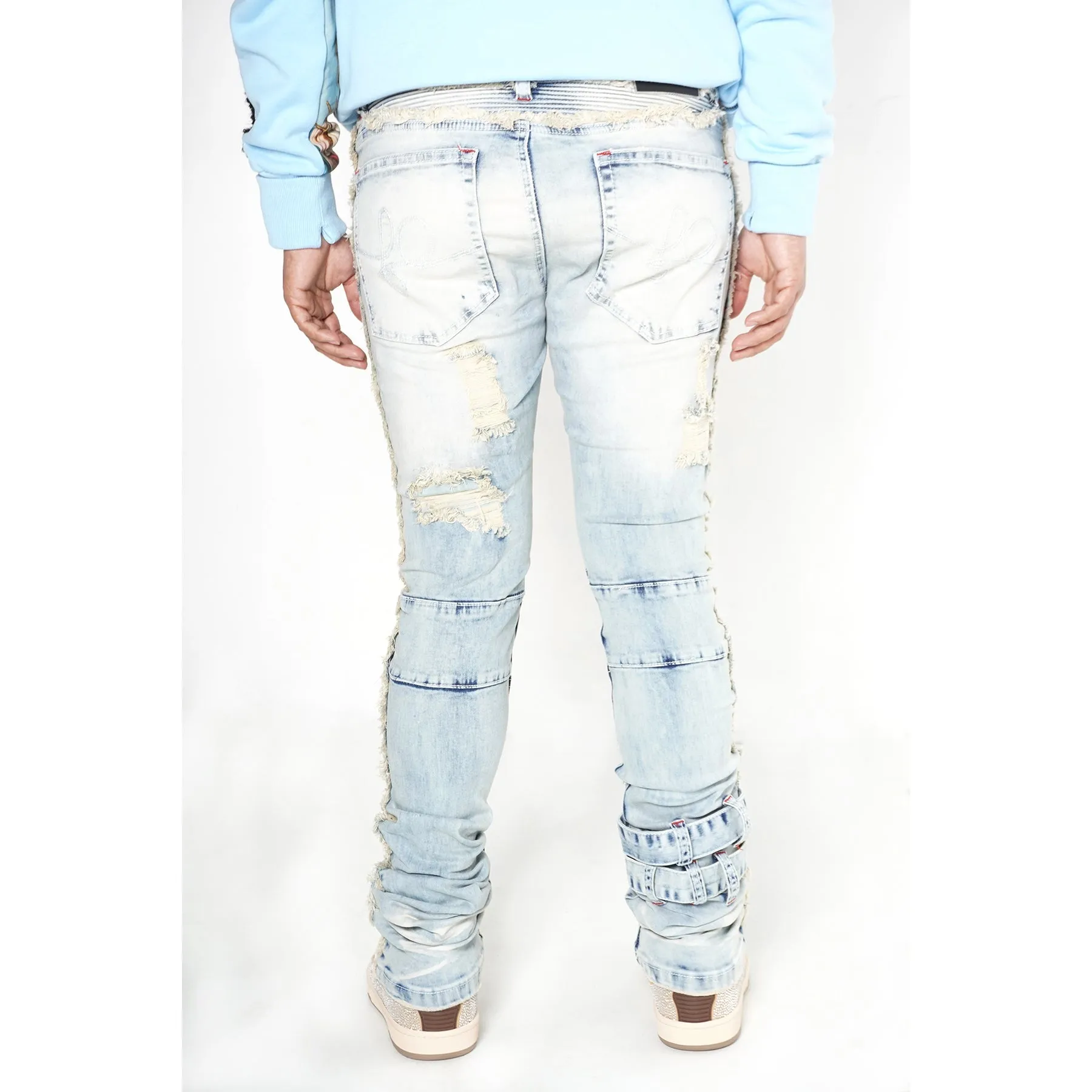 F1779 Shredded Stack Jeans - Light Wash