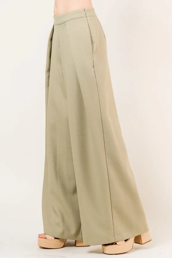 Front Pleat Tailored Pant OLIVE