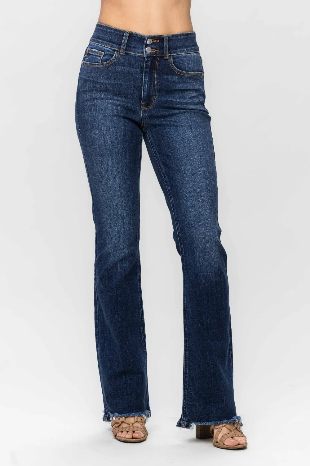 Full Size Frayed Hem Bootcut Jeans