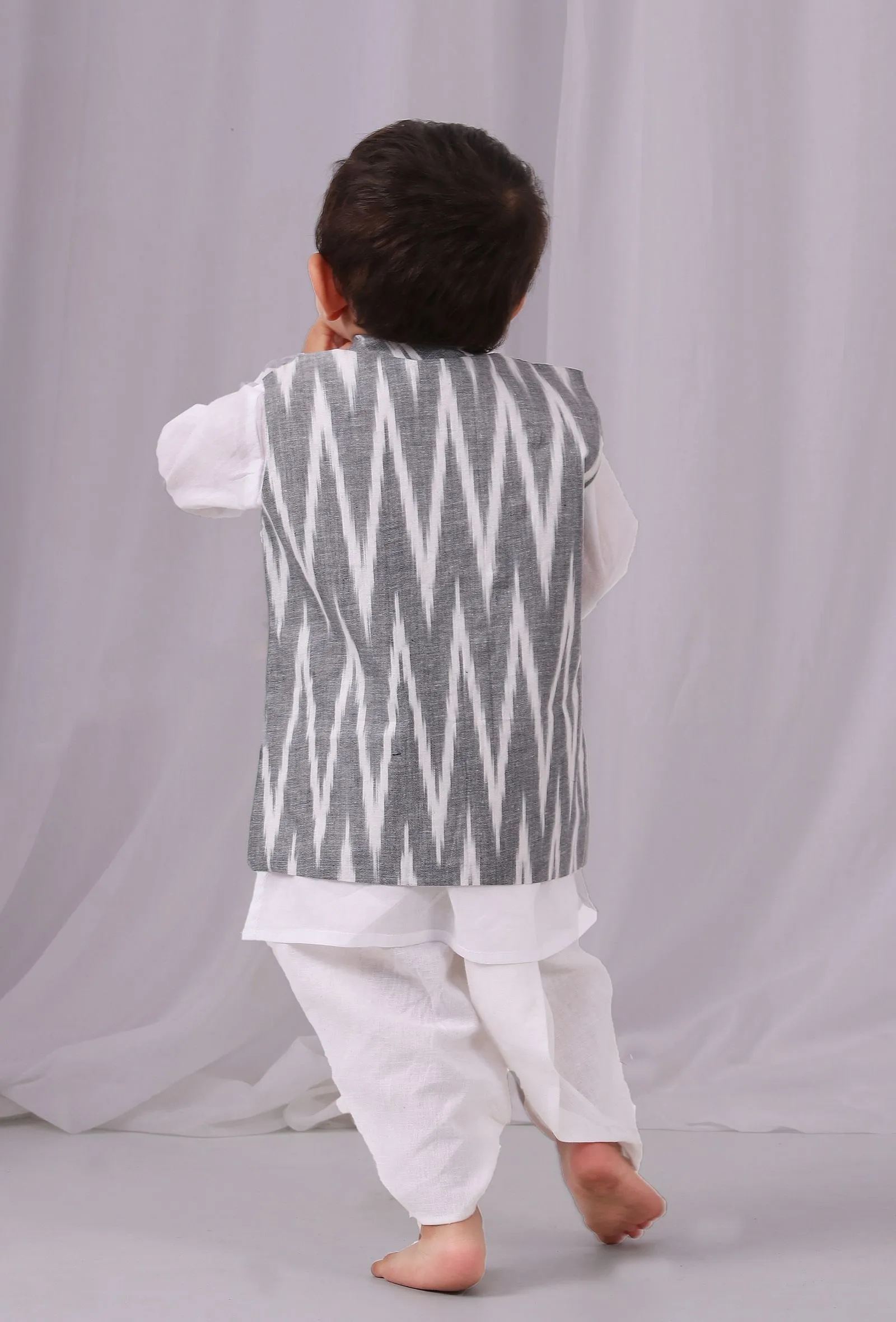 Grey Ikat Nehru Jacket