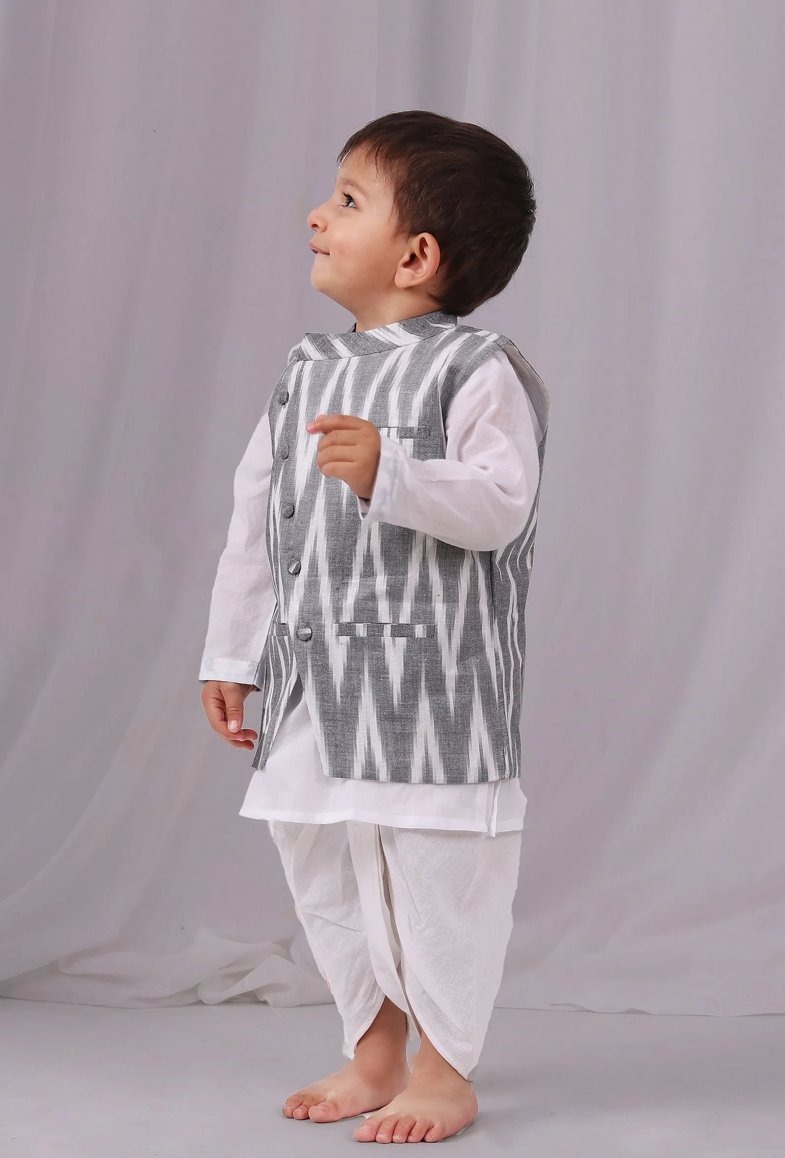 Grey Ikat Nehru Jacket