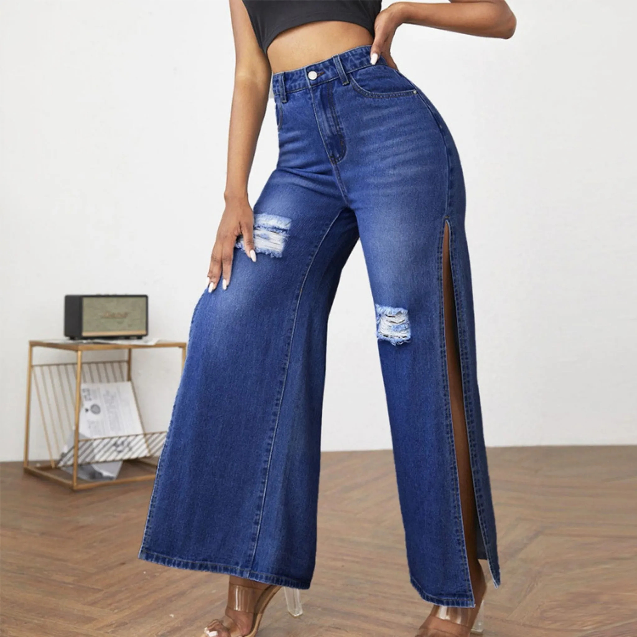 High Slit Jeans