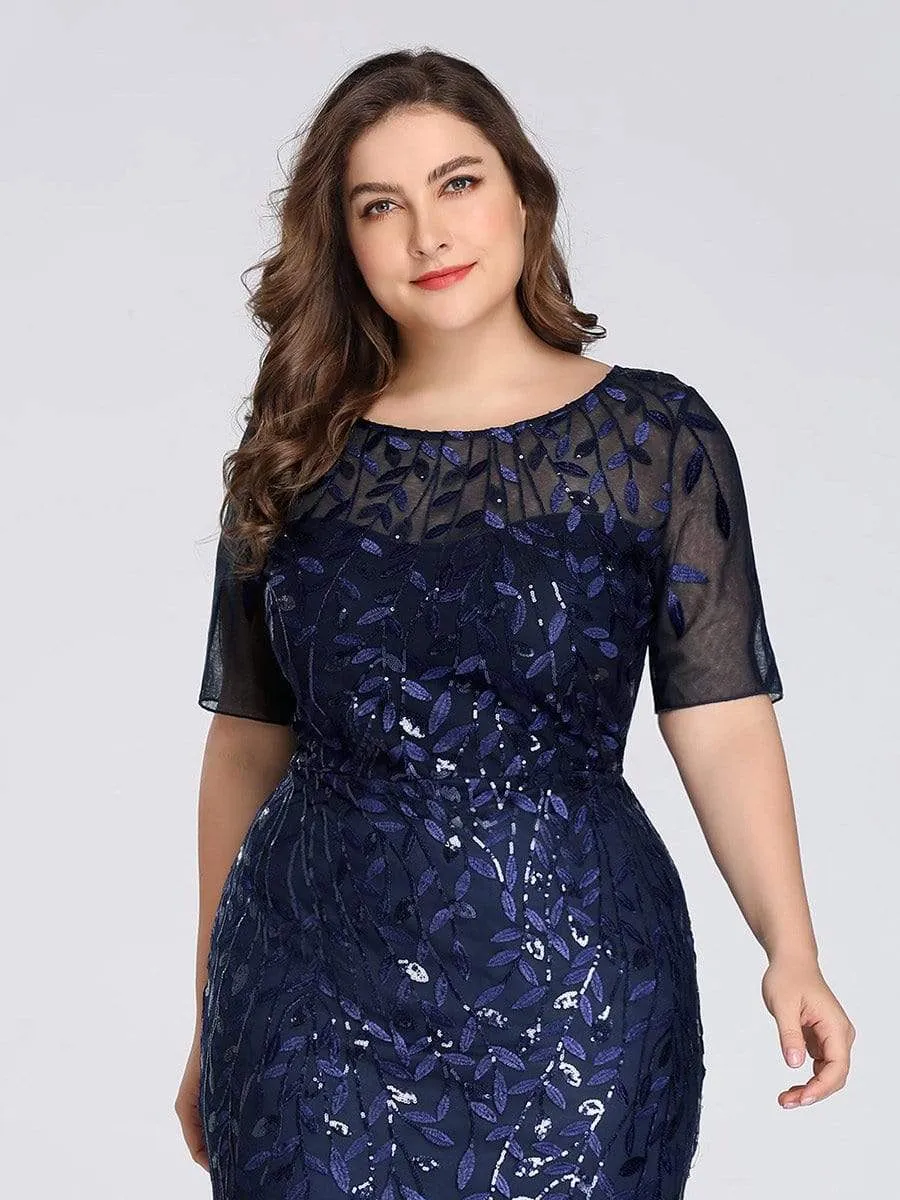 Ivy | Floral Sequin Print Plus Size Mermaid Tulle Evening Dress