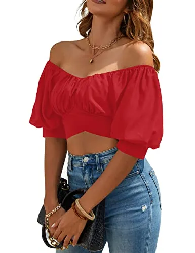 Jasmine Girl cute Fashion shoulder Crop Top