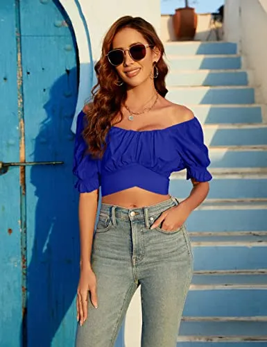 Jasmine Girl cute Fashion shoulder Crop Top