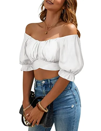 Jasmine Girl cute Fashion shoulder Crop Top