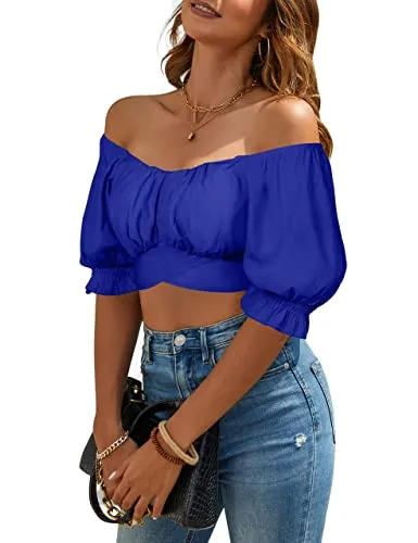 Jasmine Girl cute Fashion shoulder Crop Top