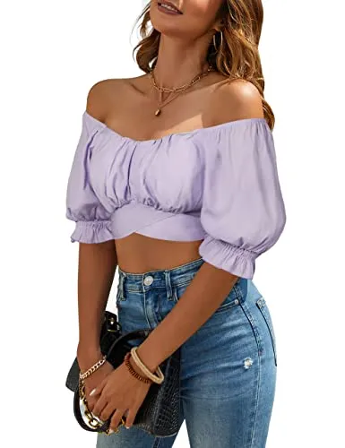 Jasmine Girl cute Fashion shoulder Crop Top