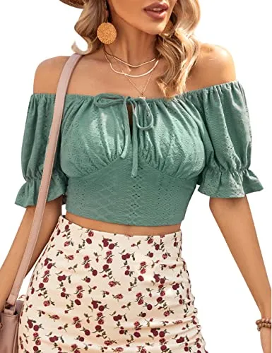 Jasmine Girl cute Fashion shoulder Crop Top