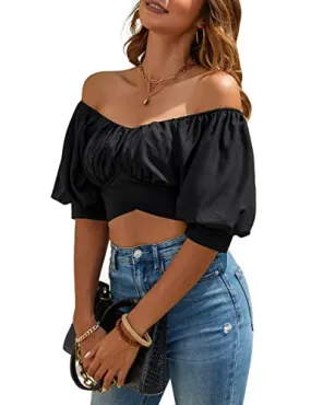 Jasmine Girl cute Fashion shoulder Crop Top