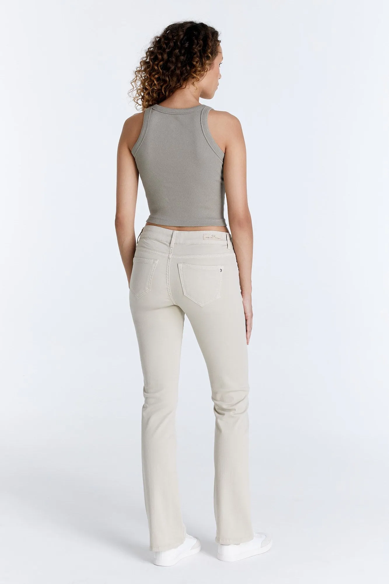 Judith Mid Waist 5 Pocket Jeans Sand