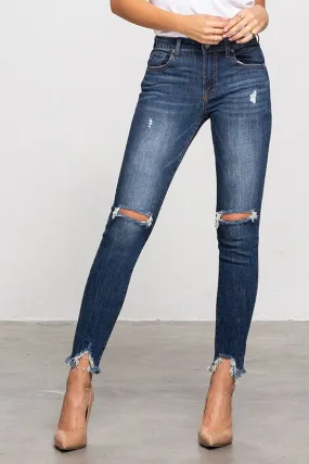 Knee Ripped Frayed Skinny Jeans