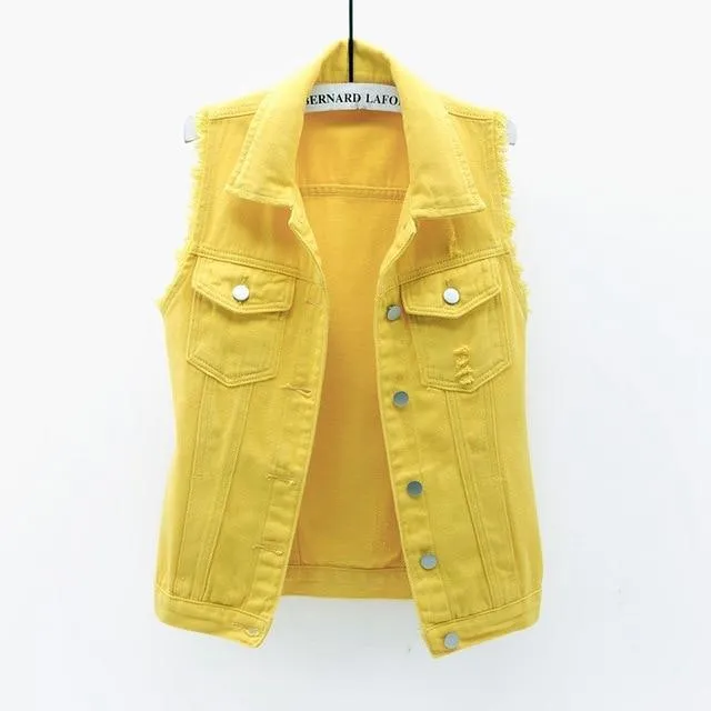 La Douceur Sleeveless Denim Jeans Jackets