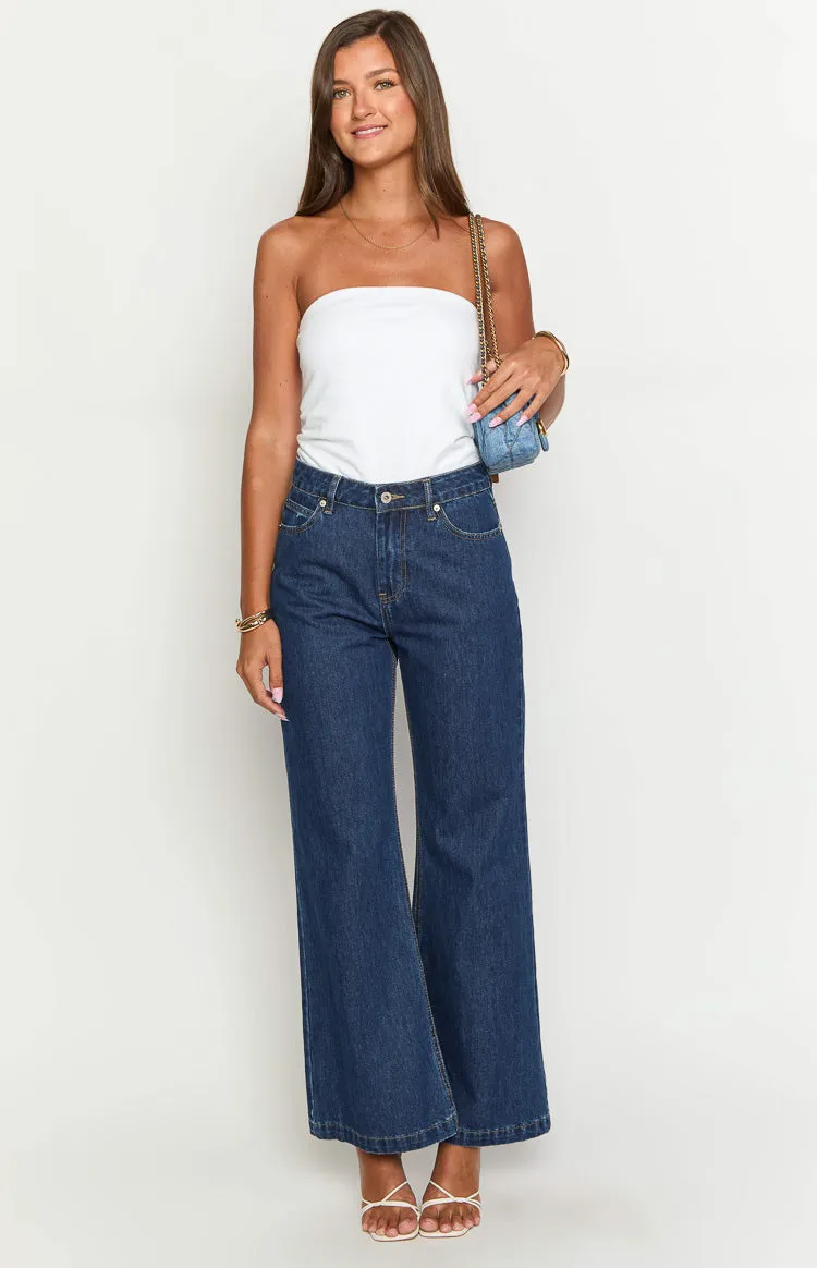 Lenny Dark Blue Denim Flare Jeans