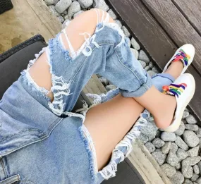 Light Blue Ripped Straight Jean