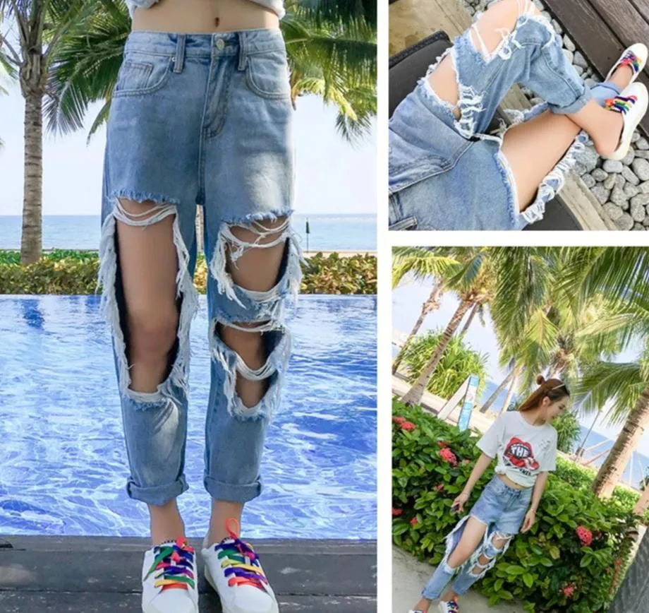 Light Blue Ripped Straight Jean