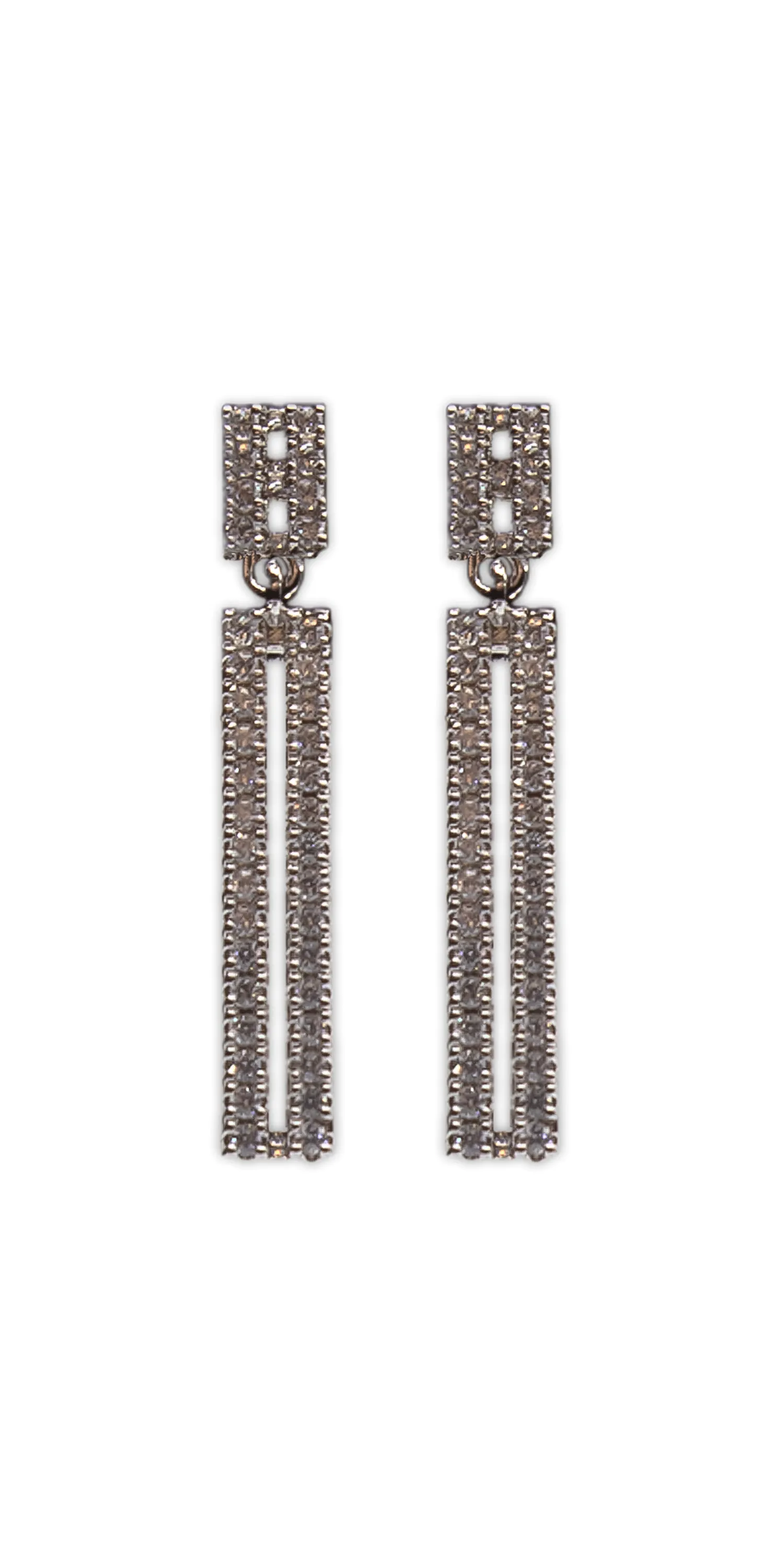 Linear Drop Cubic Zirconia Earrings