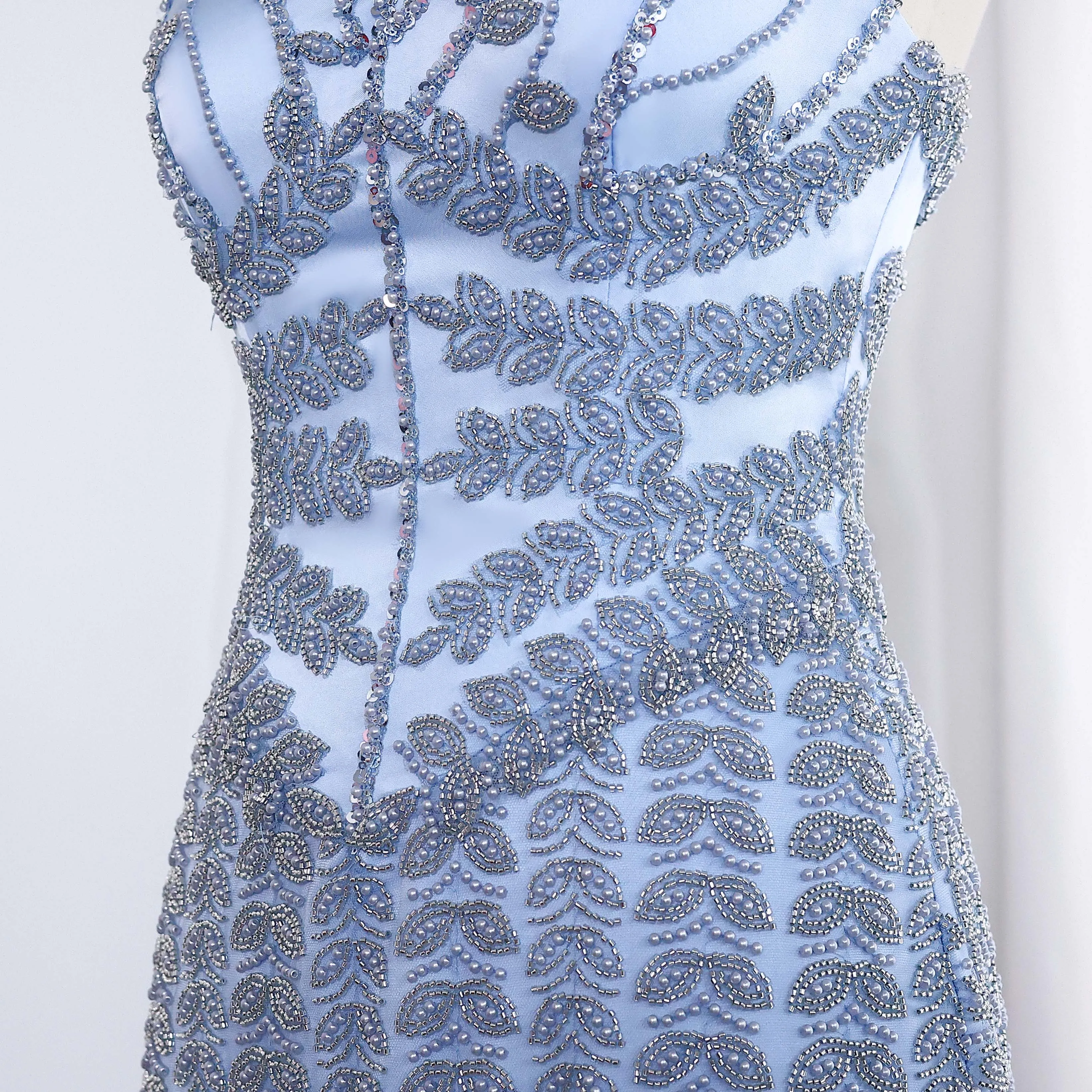 Luxury Beaded Blue Mermaid Evening Dress SS124