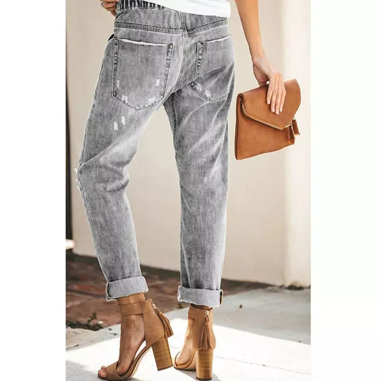 MARINA: Denim Joggers, elastischer Bund, drei Farben