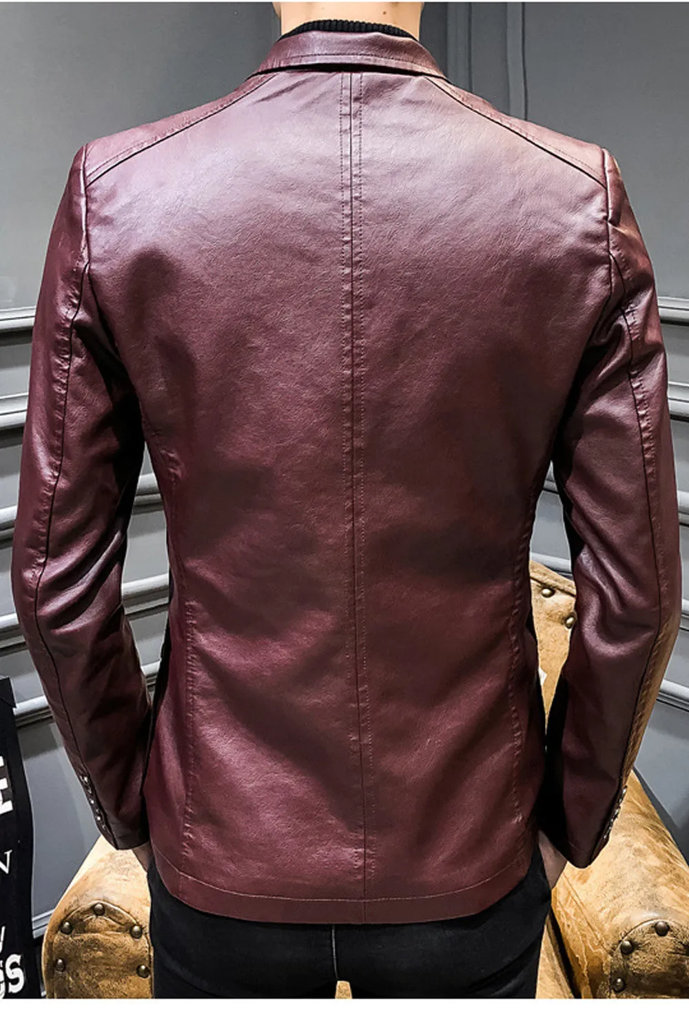 Men Elegant Ultrasmart Button Leather Jacket - MJC15397