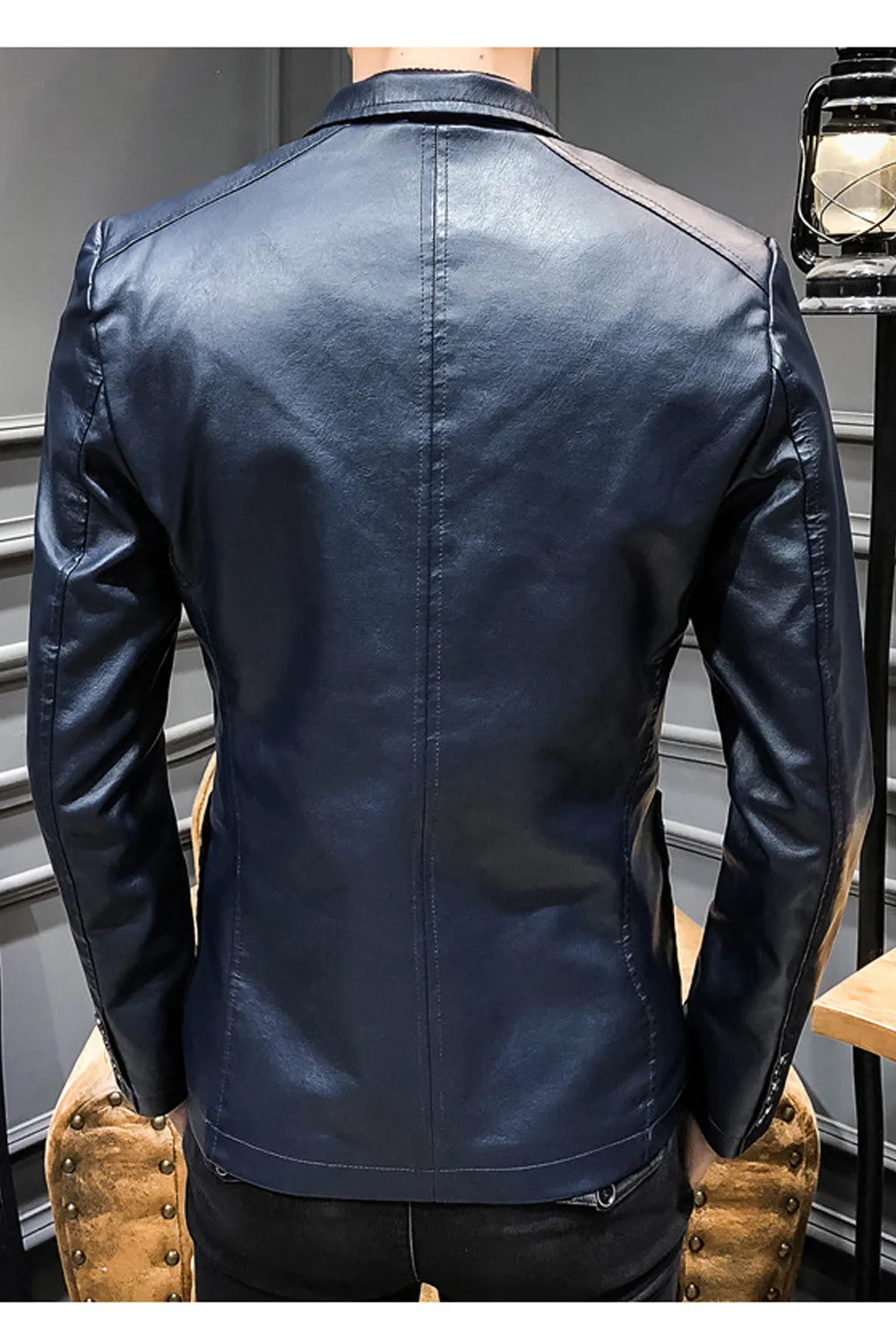 Men Elegant Ultrasmart Button Leather Jacket - MJC15397