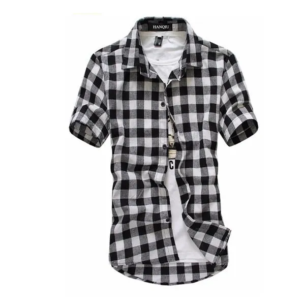 Mens Casual Shirts Summer Autumn Spring Plaid short sleeve Shirts