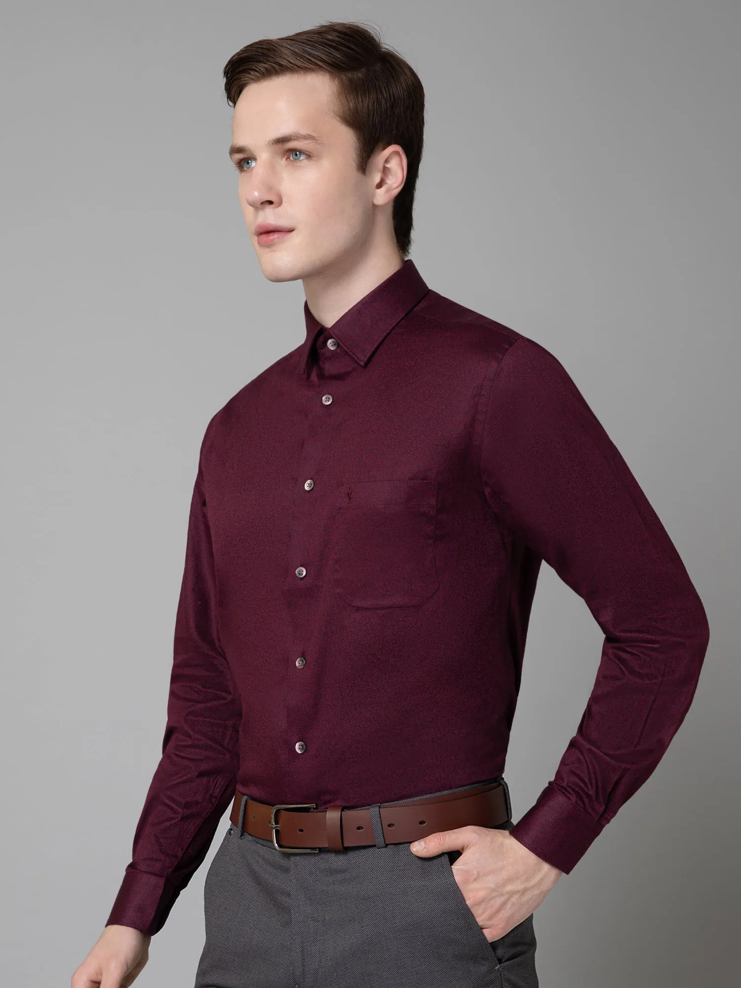 Men's Maroon Party Floral Print Full Sleeve Shirt