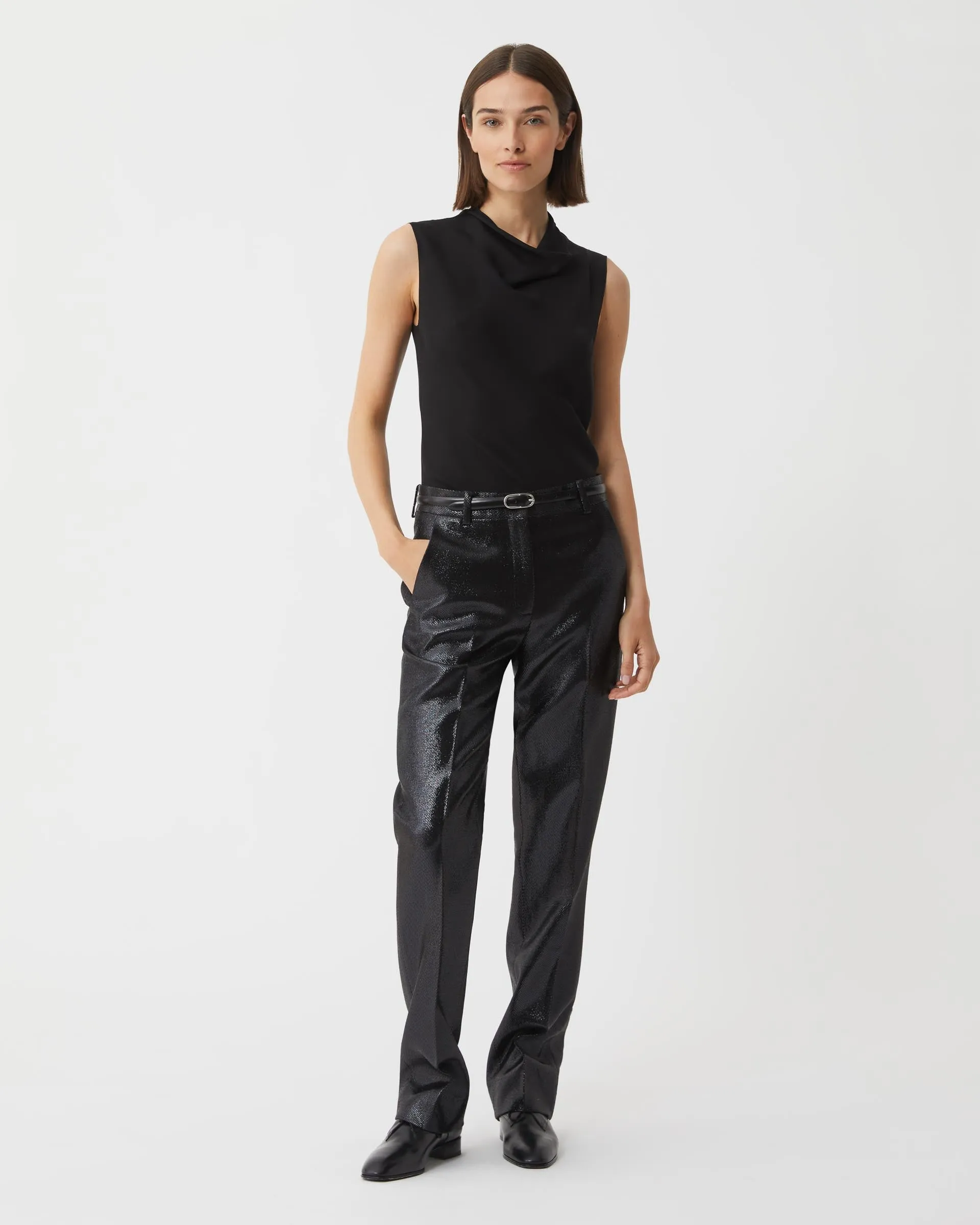 Mick Trouser in Lurex Twill, Black