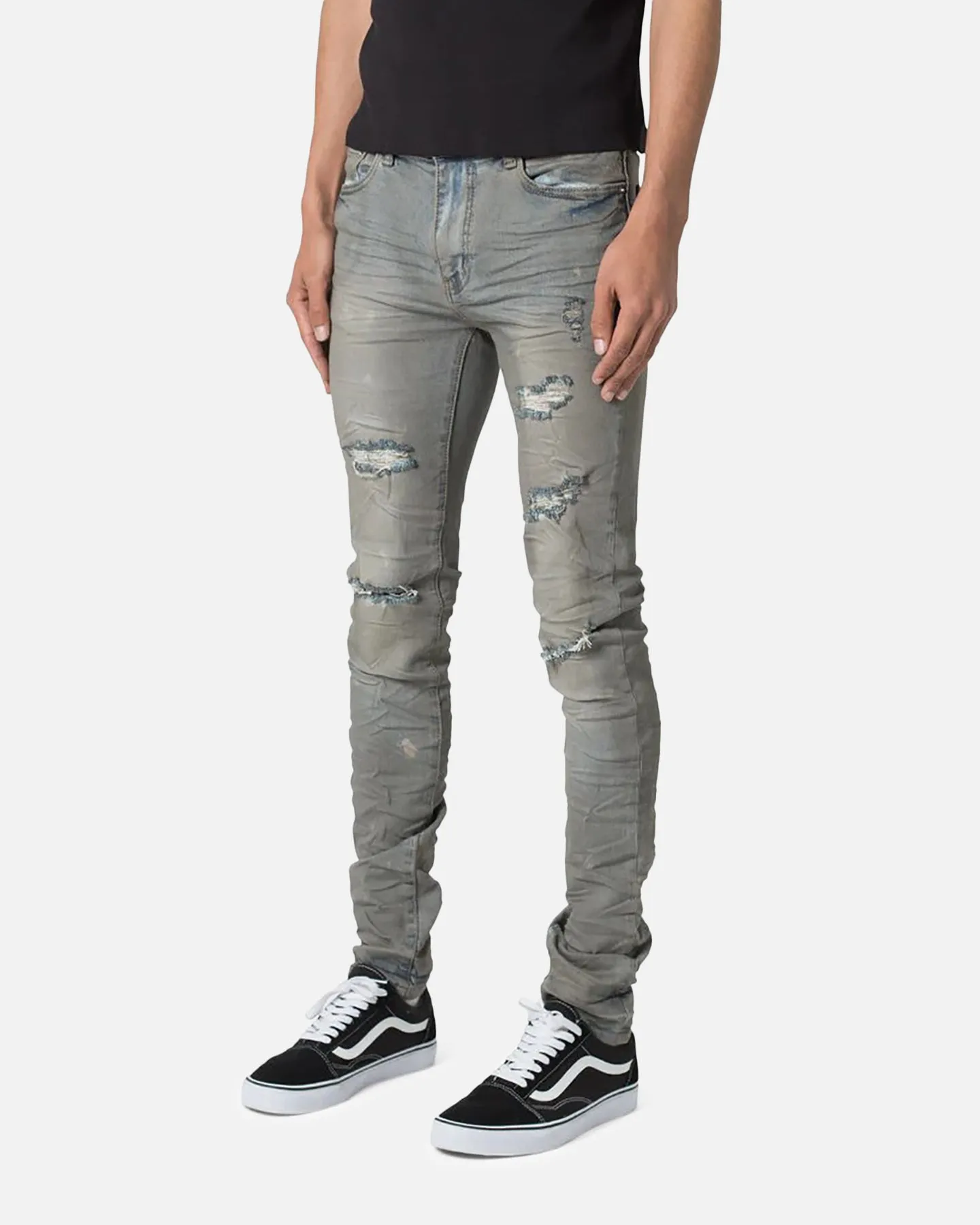 MNML X607 Paint Skinny Denim Jeans Blue