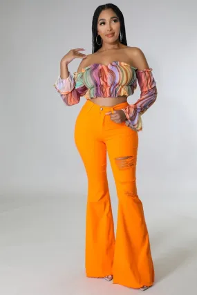 Orange Rip Bell Bottom Jean